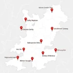 Map Showing Locations of Ferrari Car Body Repair Shops in the Midlands