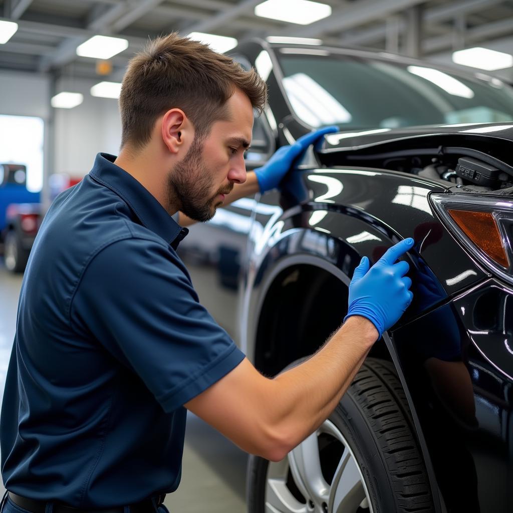 Final Inspection of a Completed Car Repair in Bedford