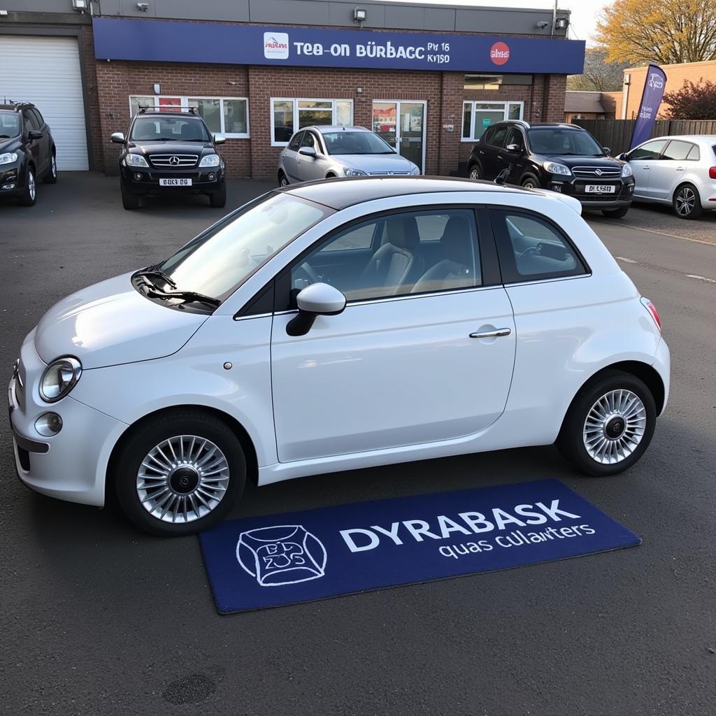 A newly repaired car in Trafford Park