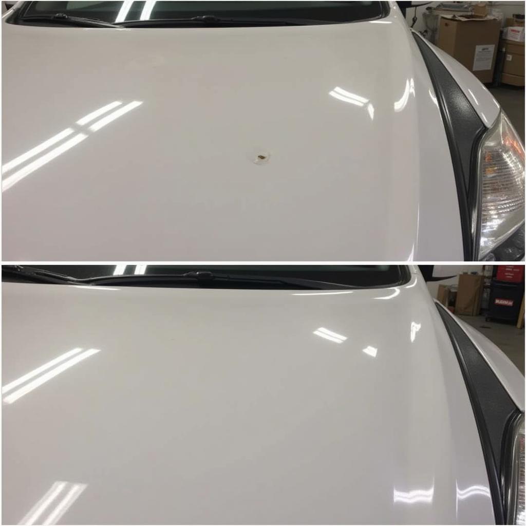 Finished Car Hood Paint Chip Repair