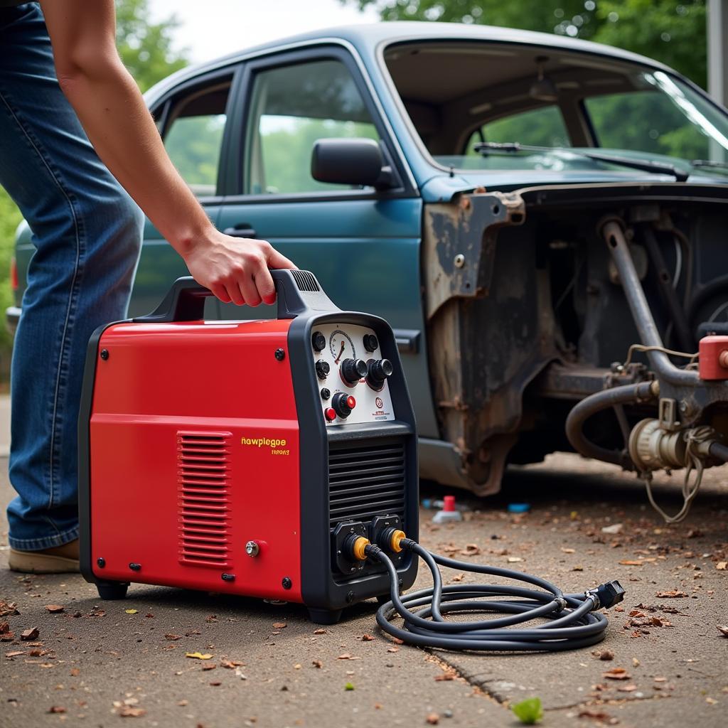 Flux-Core Welder Outdoor Car Repair