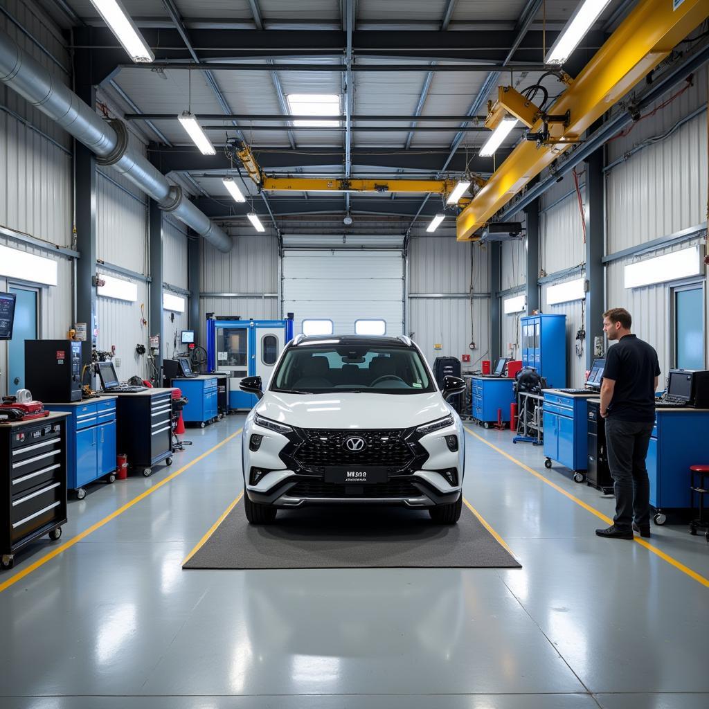 Modern equipment in a Grimsby car repair shop