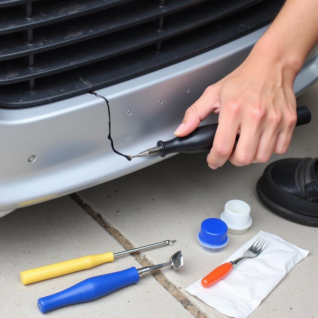 Repairing Hairline Crack in Car Bumper