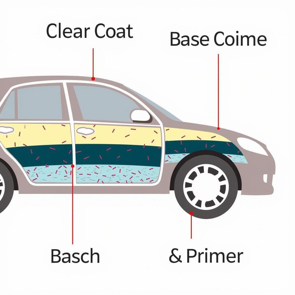 Identifying the depth of a car paint scratch by examining the exposed layers.