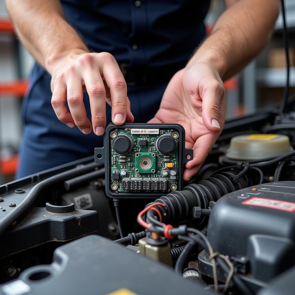 Inspecting Car ECM for Damage