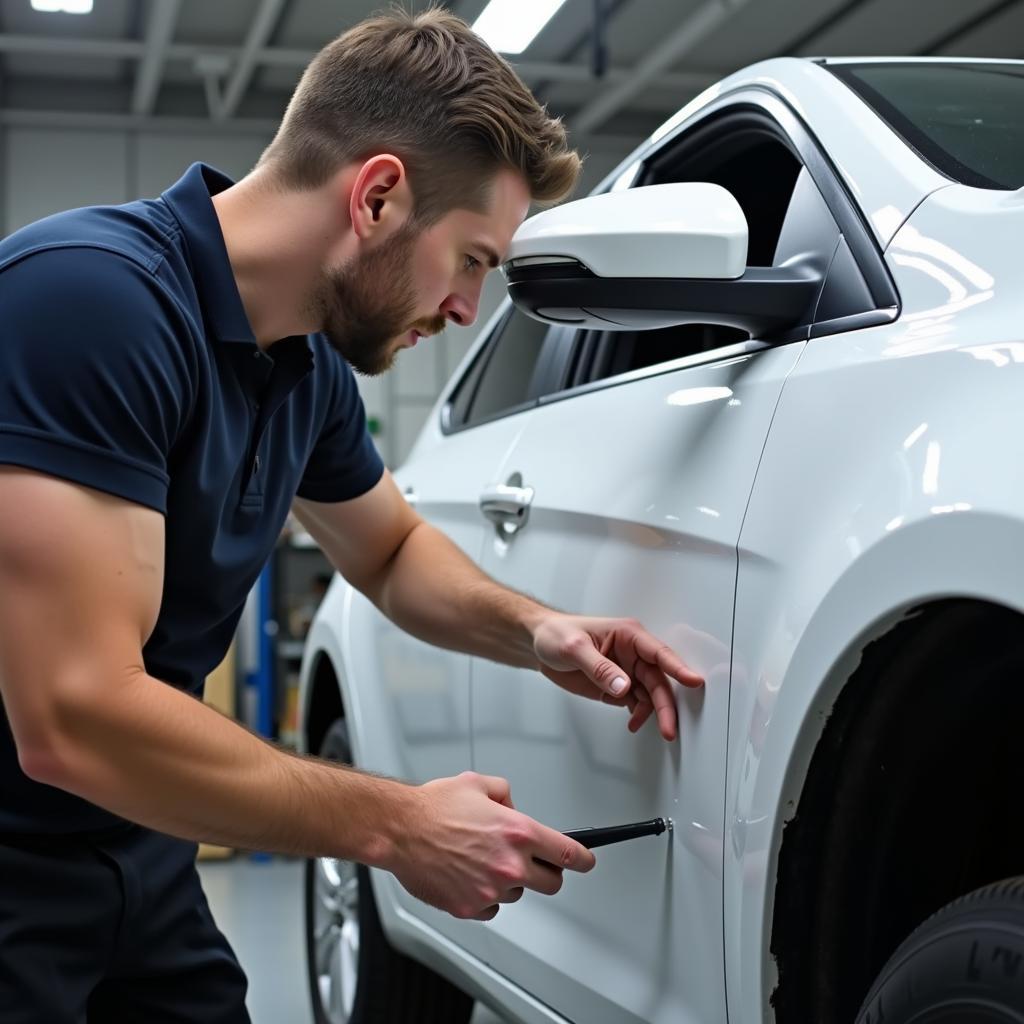 Inspecting Completed Car Paint Repair