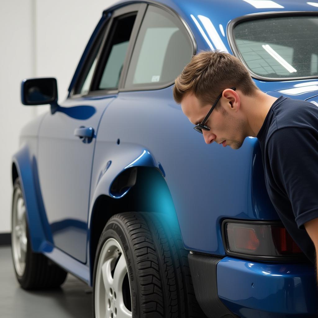 Inspecting Finished Car Paint Repair