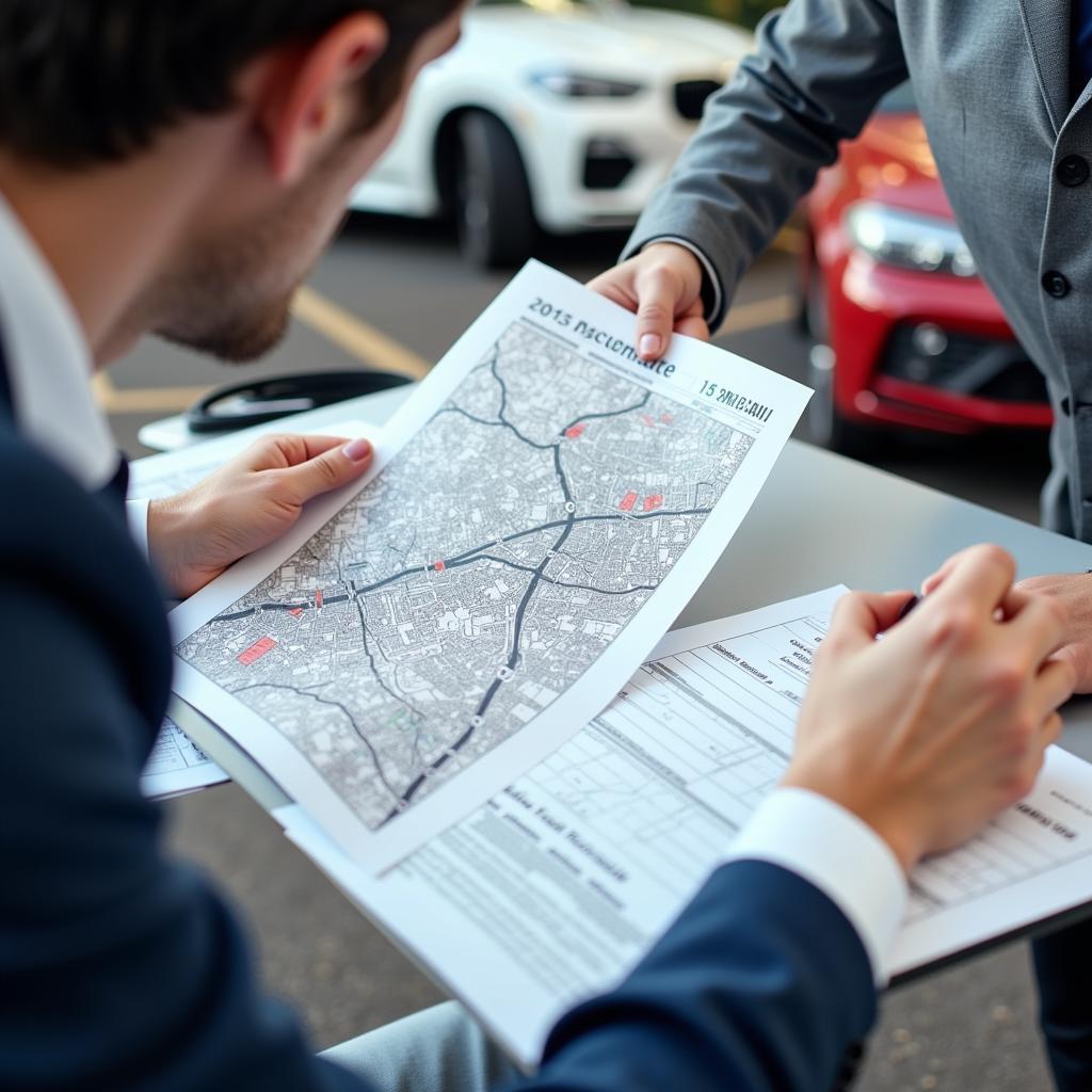 Reviewing car insurance paperwork for body repairs near Wynford Road Birmingham