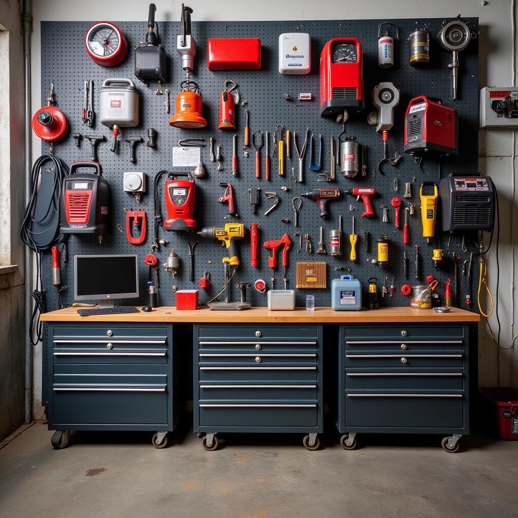 Tools used in a Kent car body repair shop