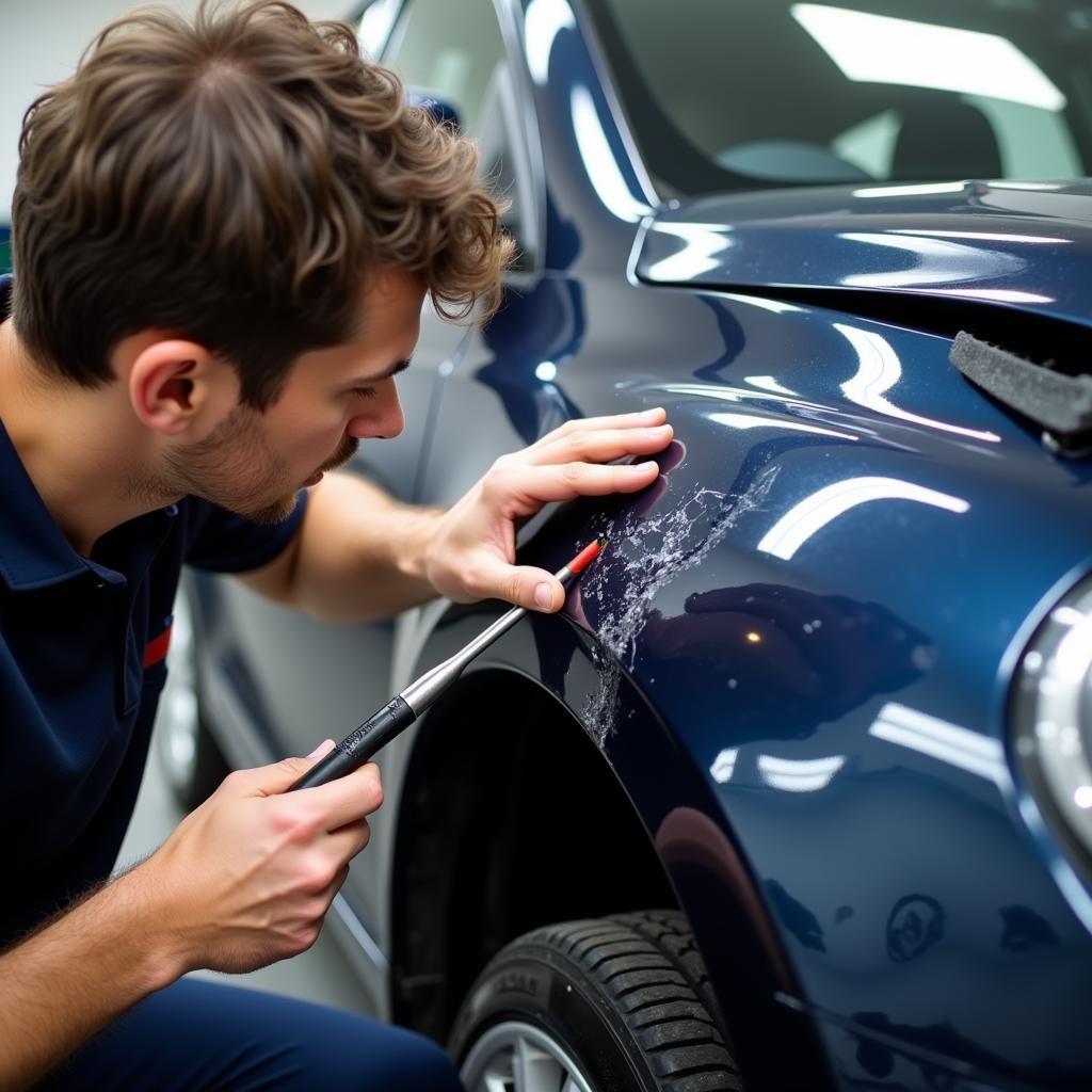 Assessing car body damage in Kingswood, Bristol