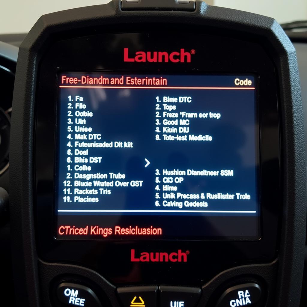 Launch Diagnostic Tool Displaying DTCs