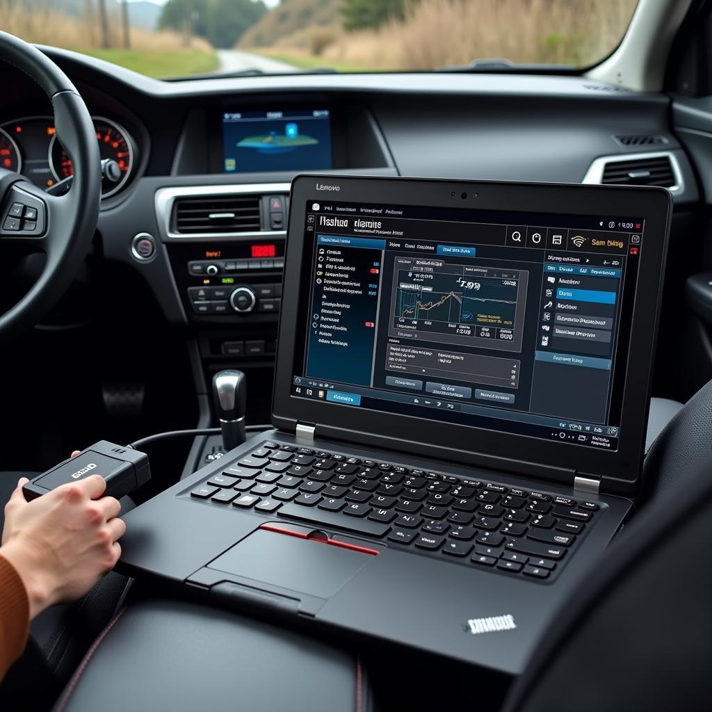 Lenovo ThinkPad Used for Car Diagnostics