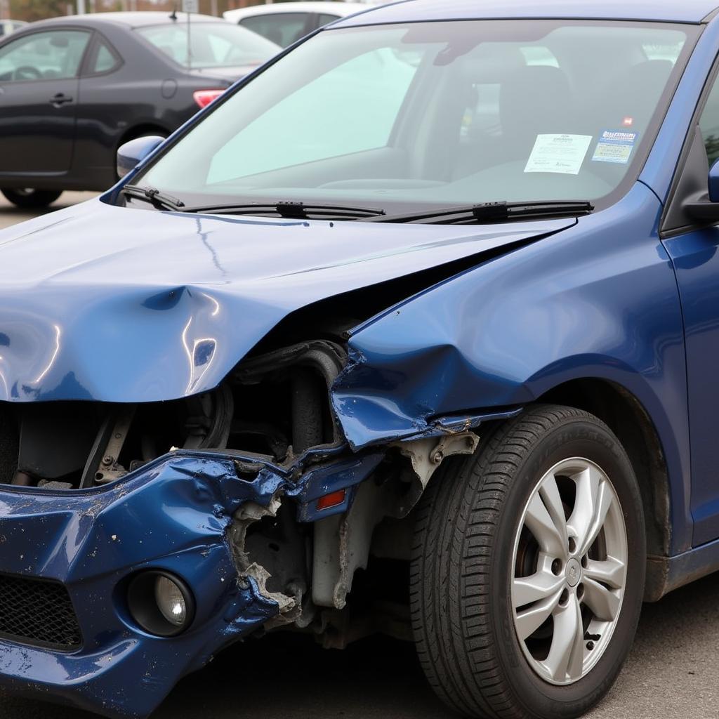 Car After a Major Collision Showing Extensive Damage