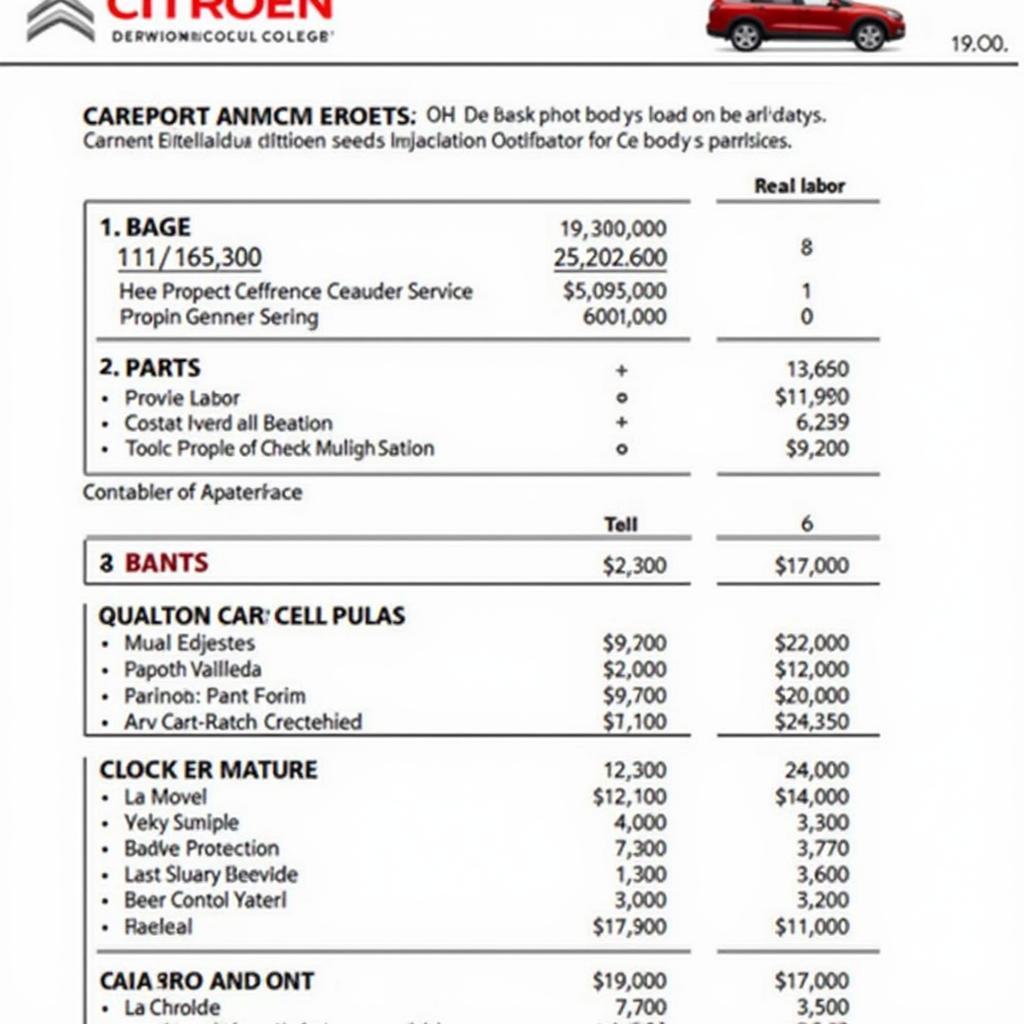 Mansfield Citroen Car Body Repair Cost Estimate