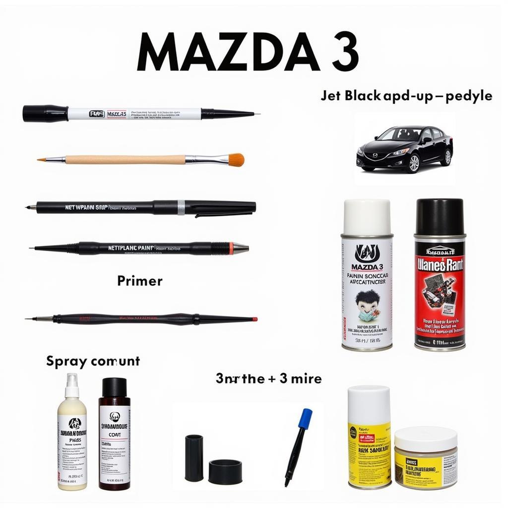 Various Mazda 3 Jet Black Paint Repair Kit Options