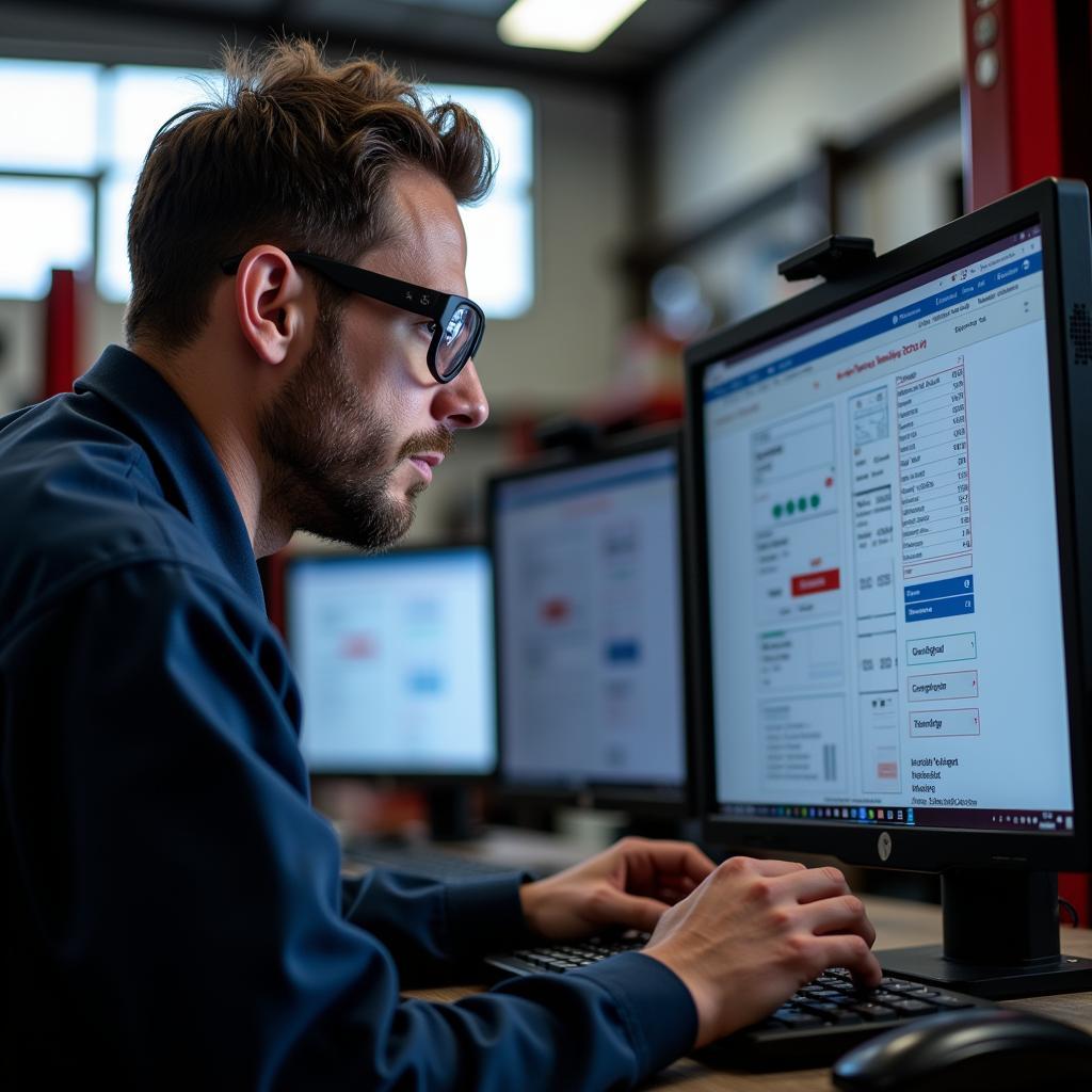 Mechanic Analyzing Diagnostic Results in Silverton