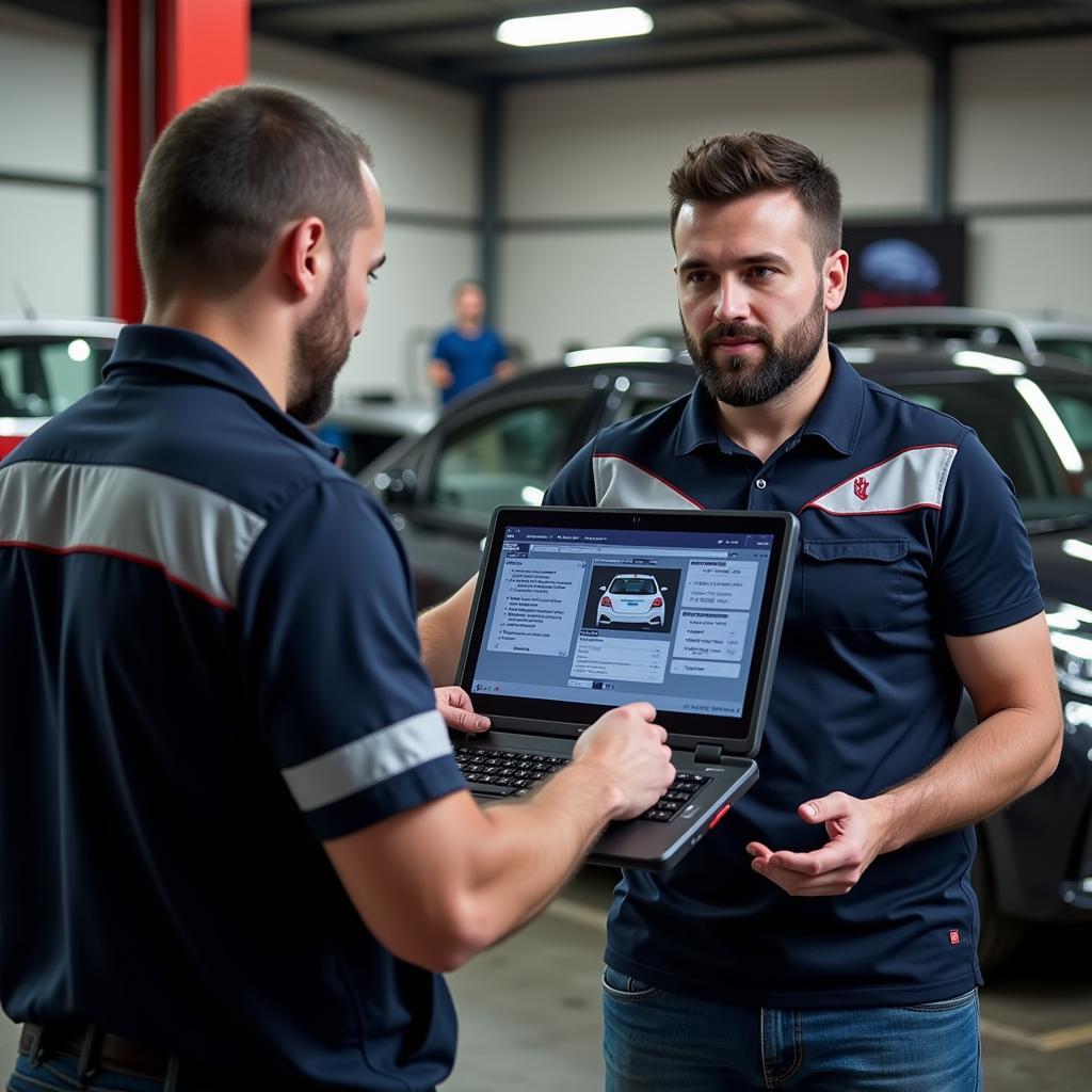 Mechanic Explaining Diagnostic Report in Cape Town