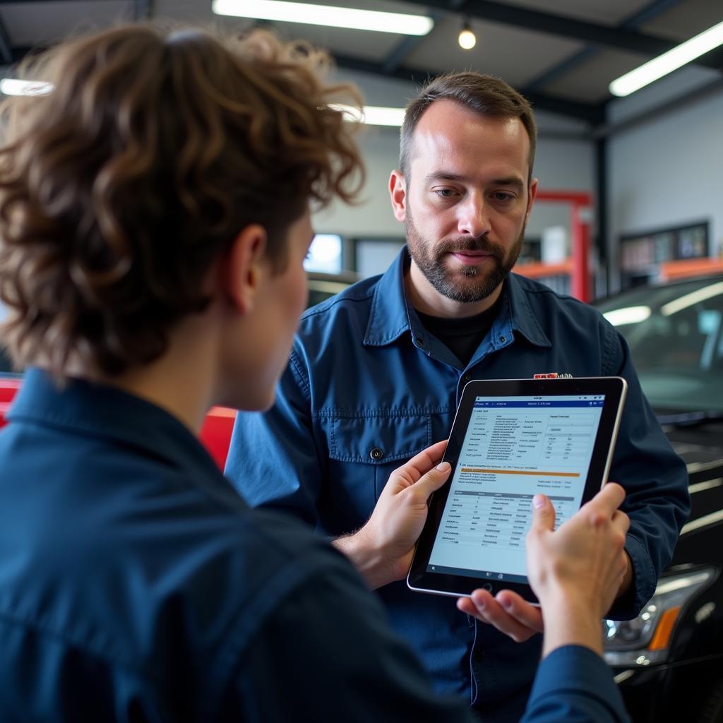 Mechanic Explaining Diagnostic Results to a Customer in Umhlanga Ridge