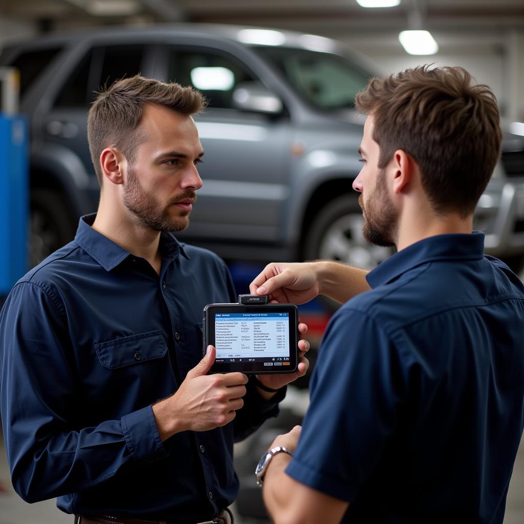 Mechanic Explaining DTCs to a Customer in Phoenix