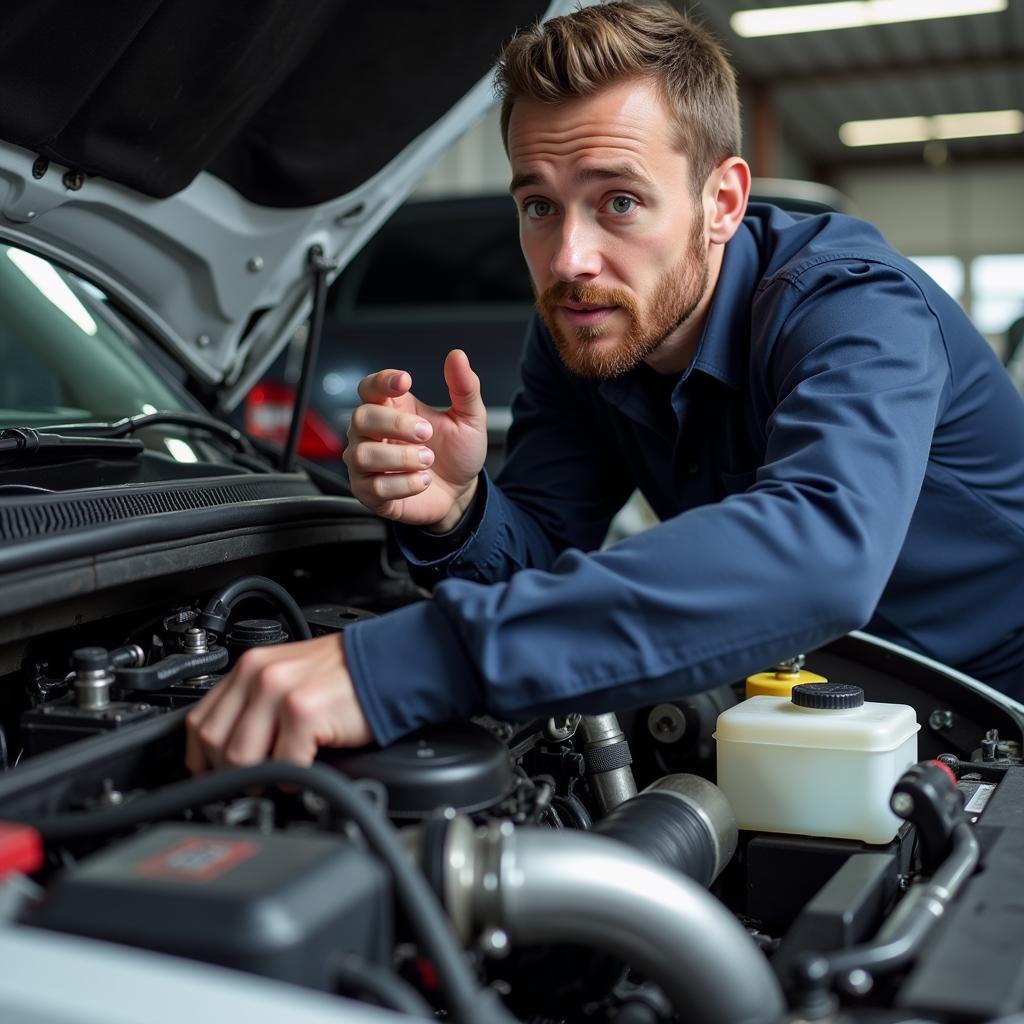 Mechanic Performing Car Inspection