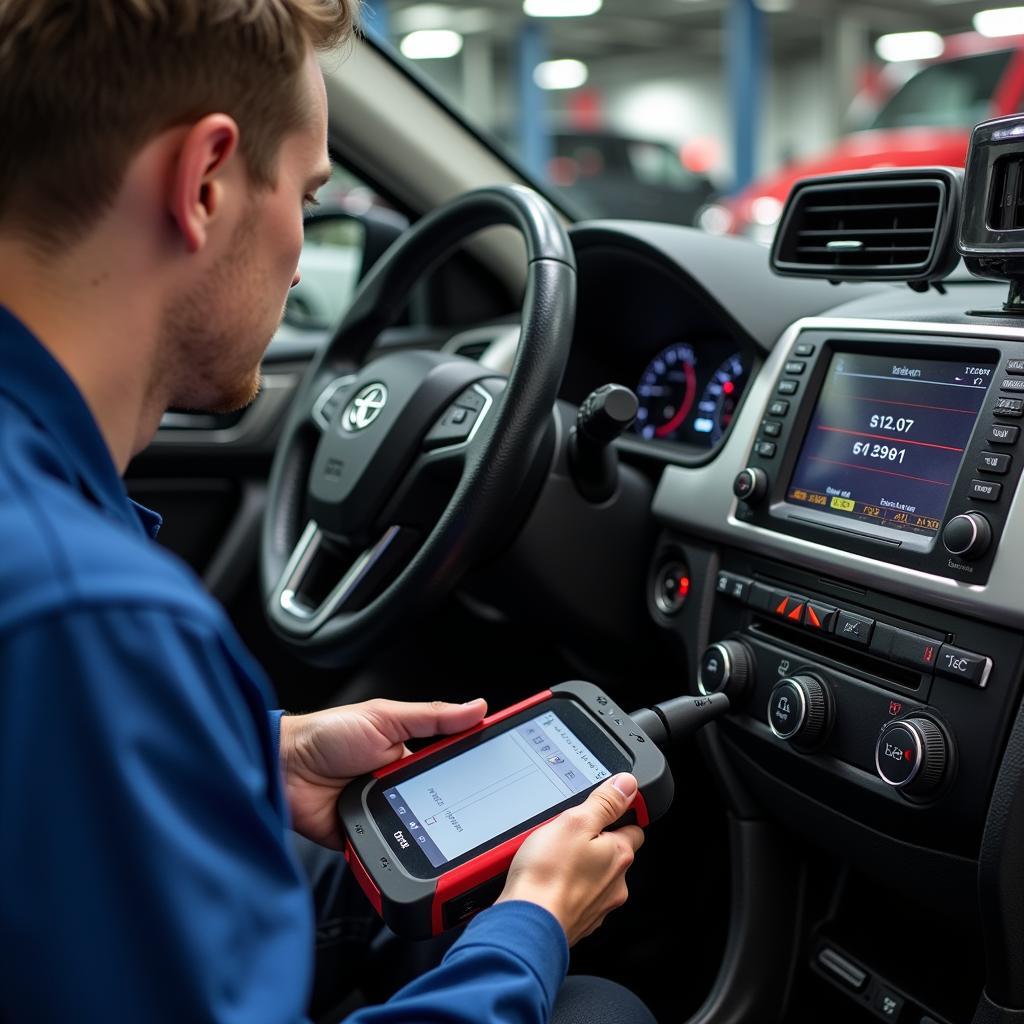 Mechanic Performing a Full Diagnostic Test