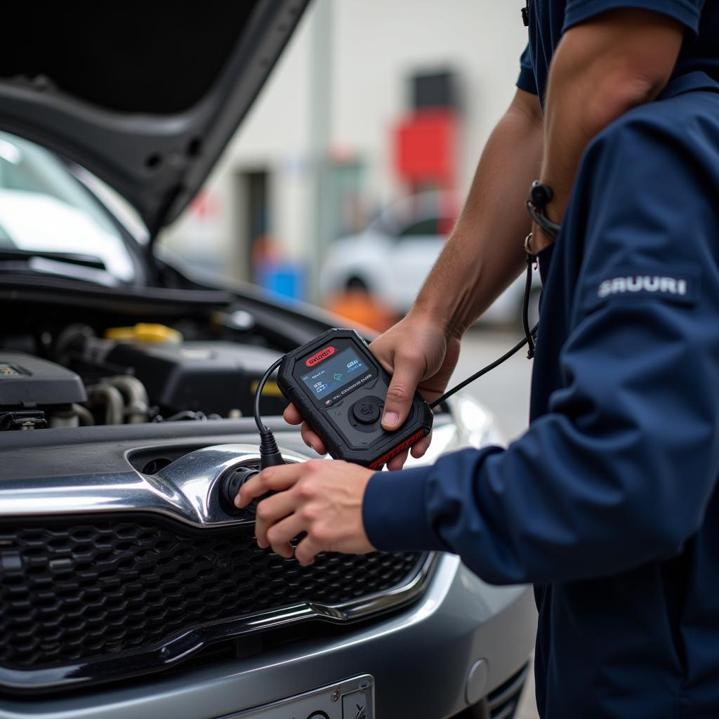 Mechanic Using Autel Scanner