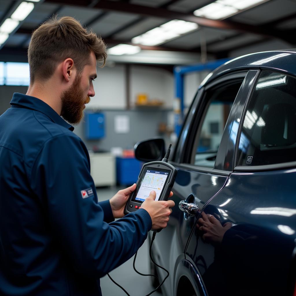 Mechanic Using Car Diagnostic Machine Bloemfontein