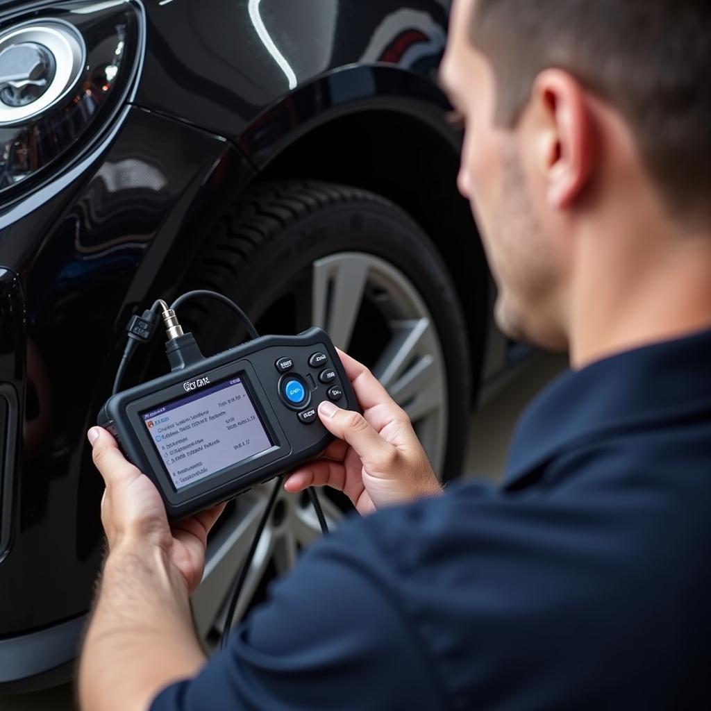 Mechanic Using a Car Diagnostic Scanner