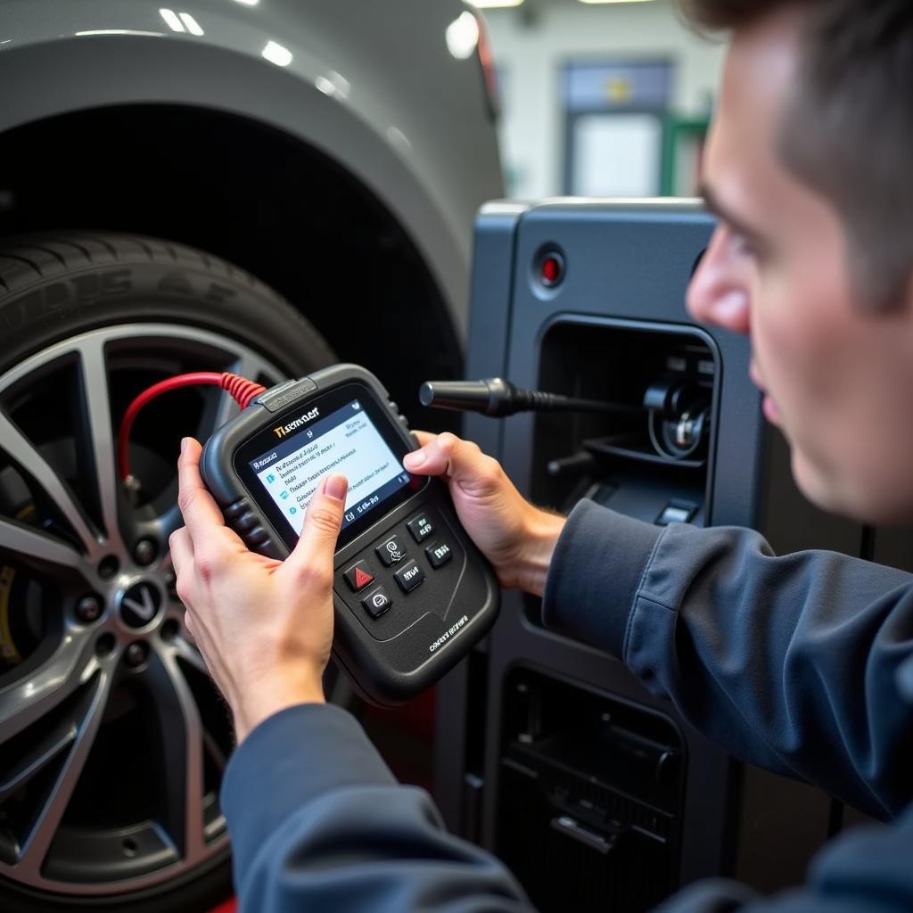 Mechanic Connecting Diagnostic Tool to a Car's OBD-II Port