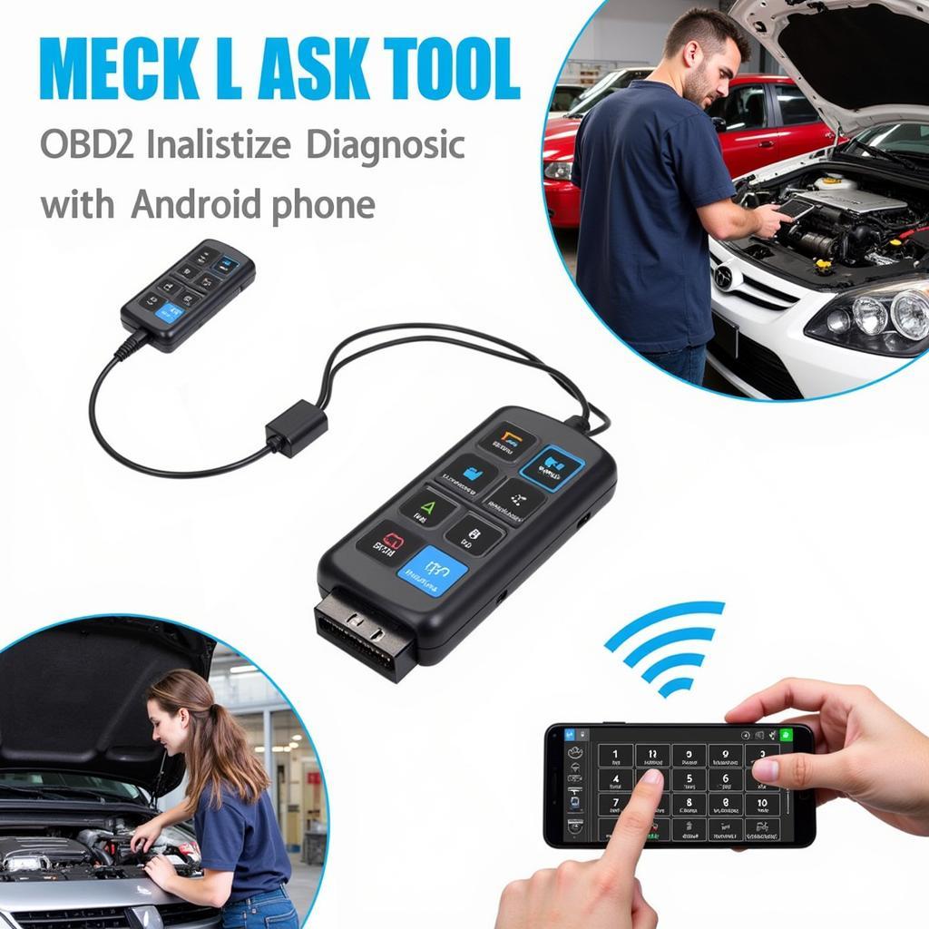 Mechanic Using OBD2 Scanner and Android Phone