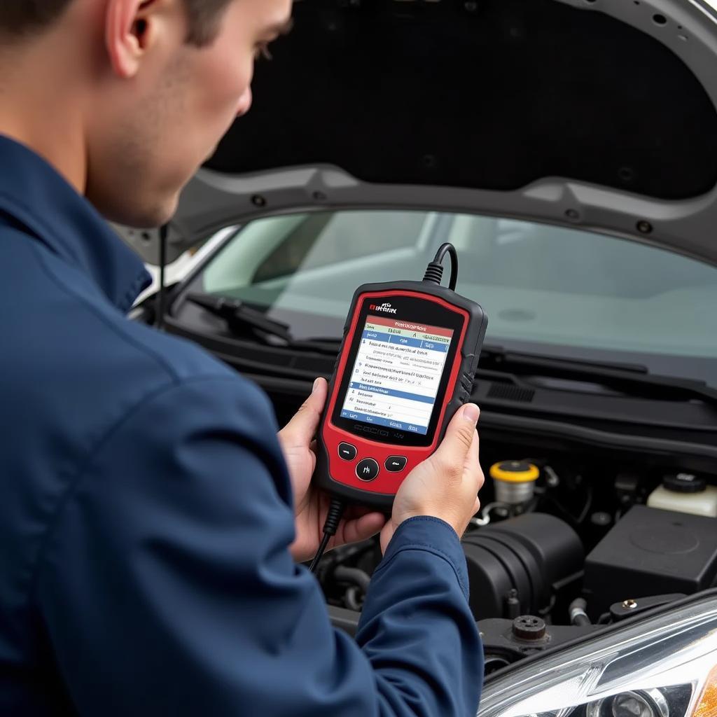 Mechanic Using Phunk KW850 for Diagnostics