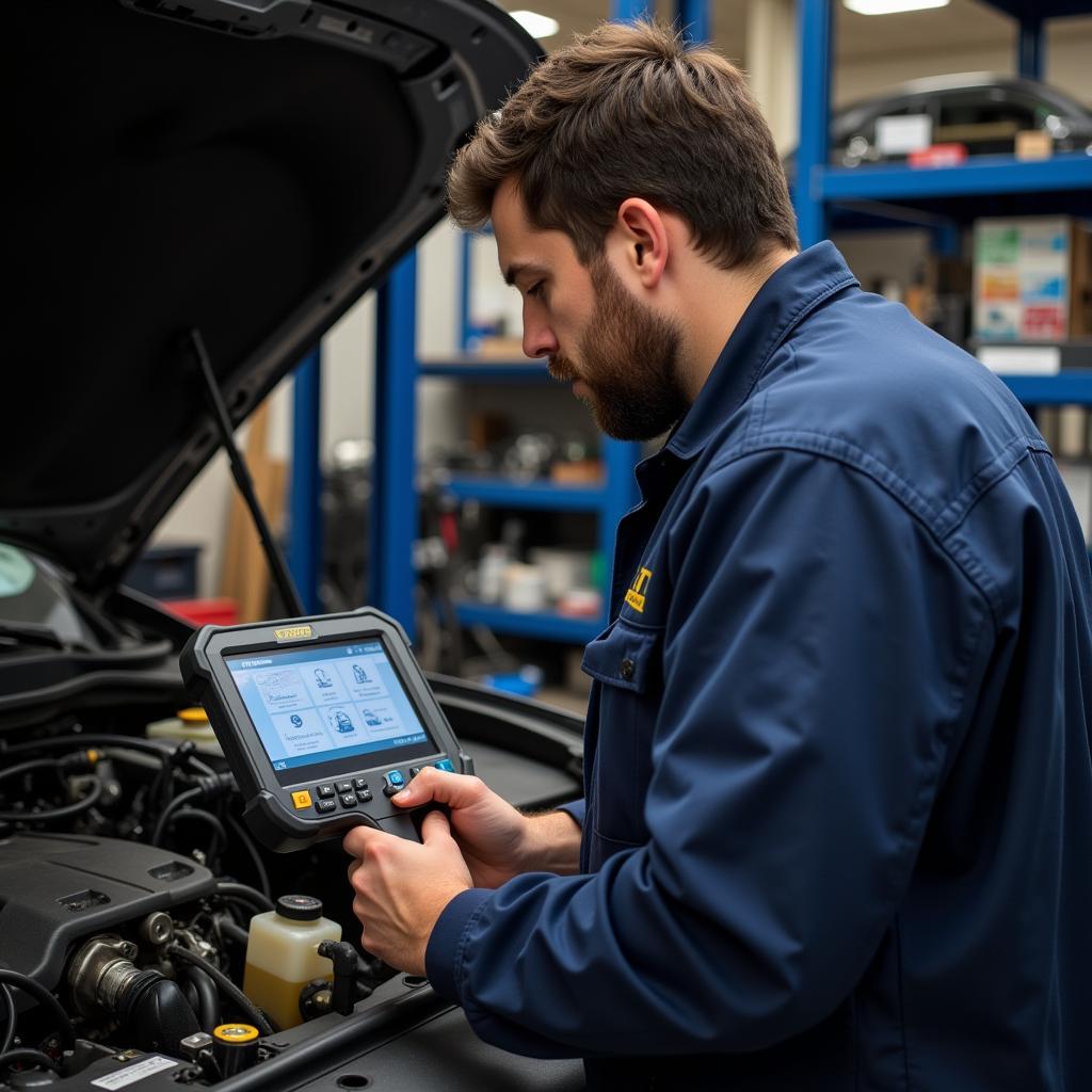 Mechanic Using a Professional Scan Tool