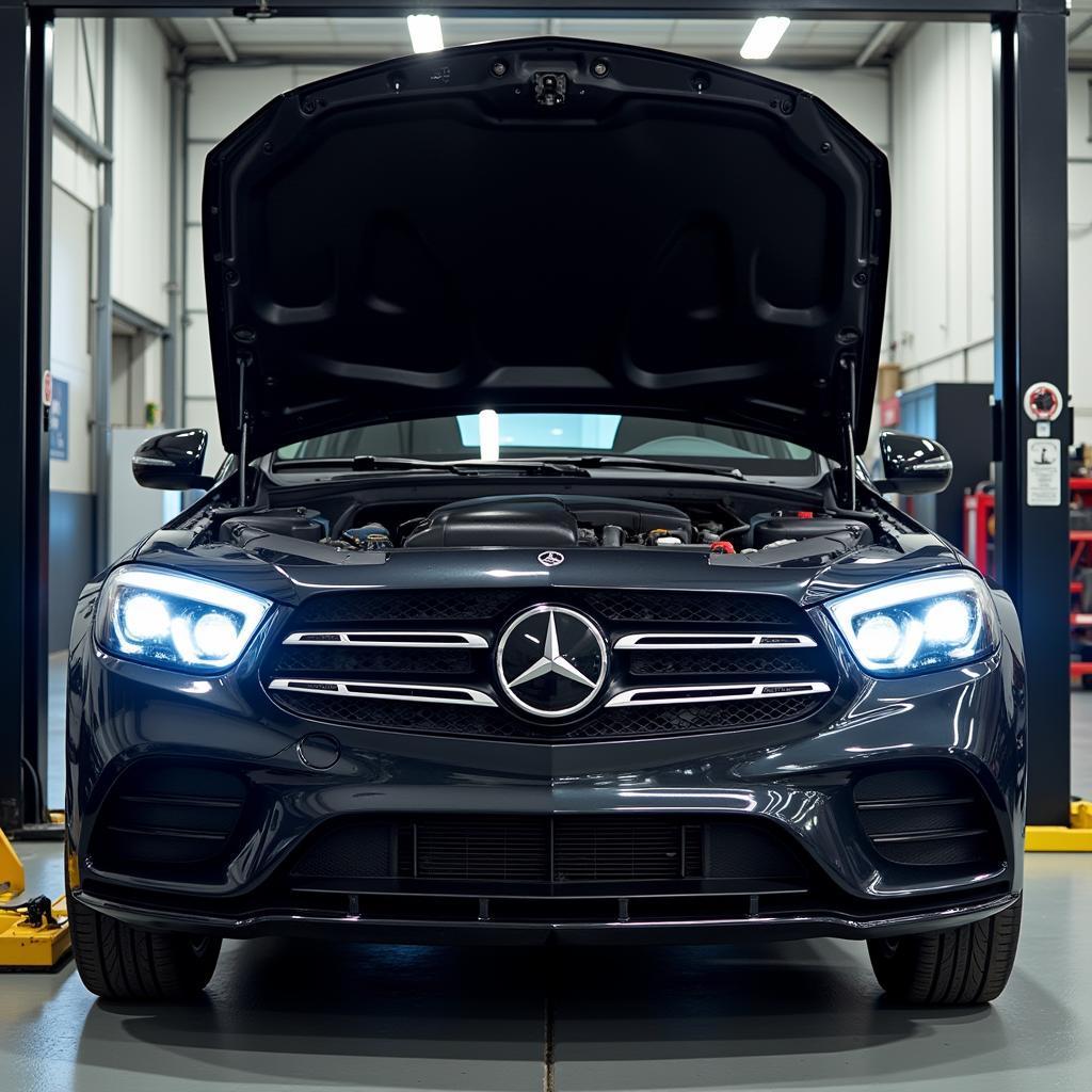 Mercedes Routine Maintenance Being Performed