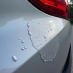 Close-up view of car paint micro-blistering