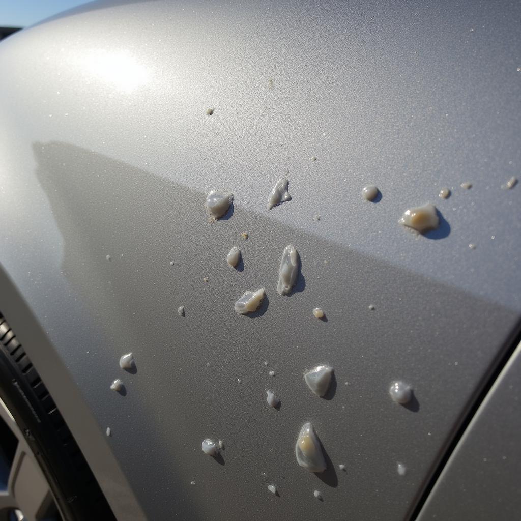 Close-up view of micro blistering on car paint