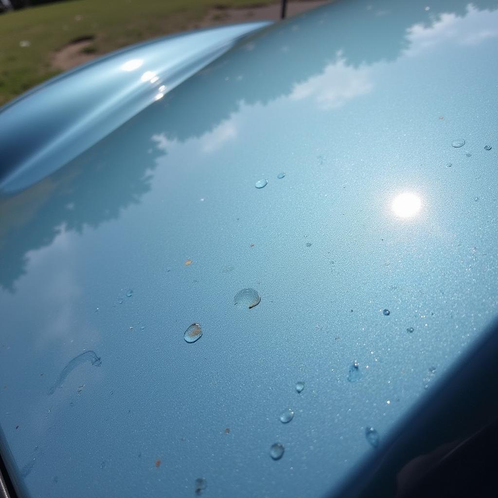 Close-up view of micro-blistering on car paint