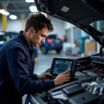 Midas Technician Performing Car Diagnostic