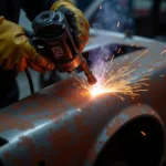 MIG welder being used for car body repair