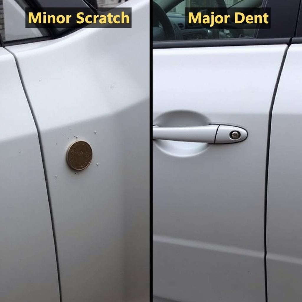 Minor Scratch vs. Major Dent Repair on a Car Door