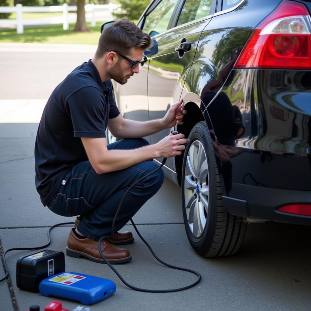 Mobile Car Body Repair in Action - Bradley Colchester