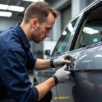 Mobile Car Body Repair Technician at Work