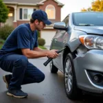 Mobile Car Body Repair Technician at Work