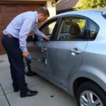 Mobile Car Bodywork Repair Technician at Work