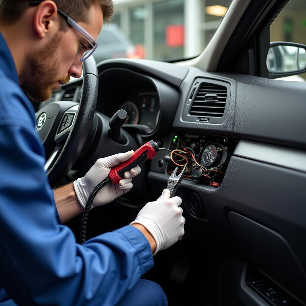 Mobile Car Electric Window Repair Technician at Work