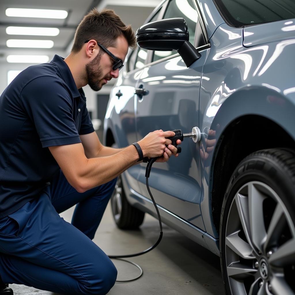 Mobile Car Paint Repair Technician at Work