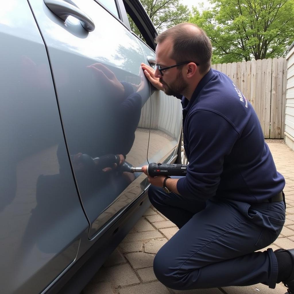 Mobile Car Paint Repair Technician Working Onsite in Coventry