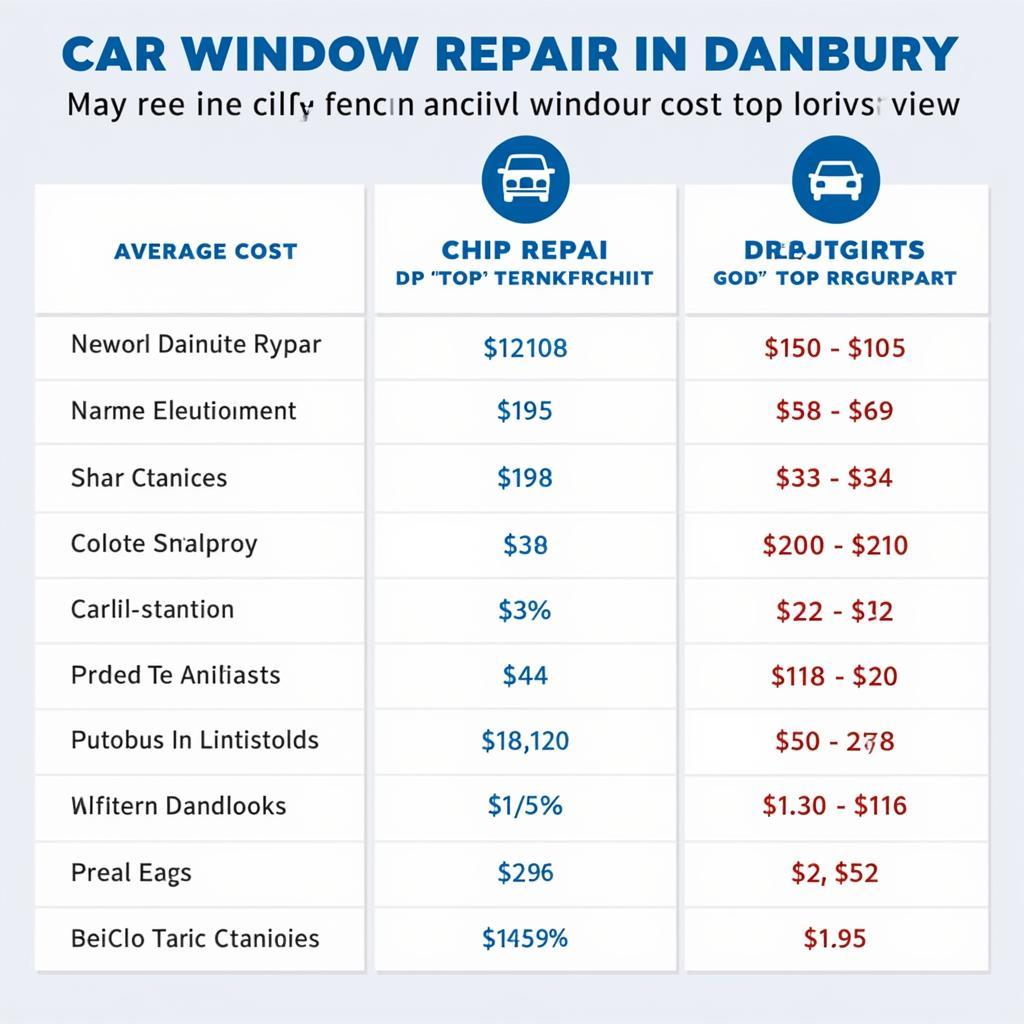 Mobile Car Window Repair Danbury - Cost Comparison Chart