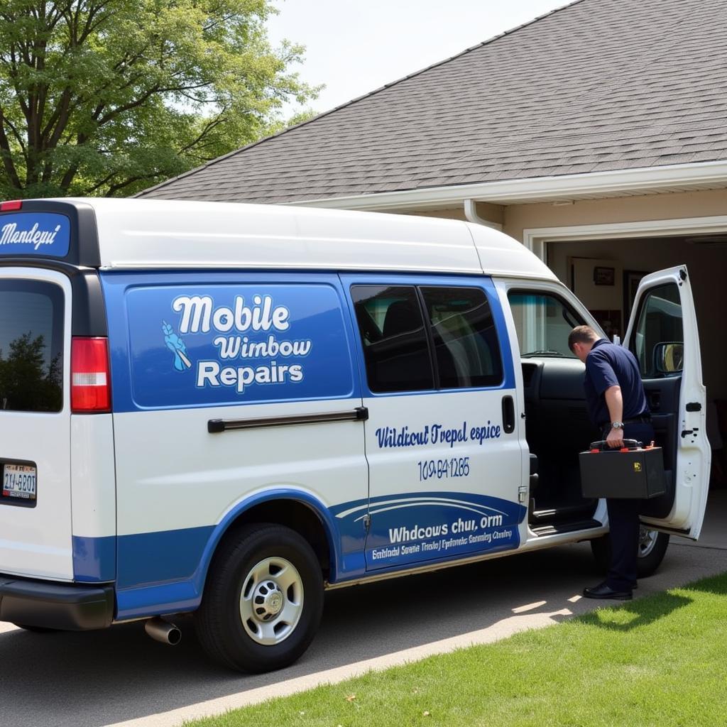 Mobile Car Window Repair Van Arriving at a Customer's Location