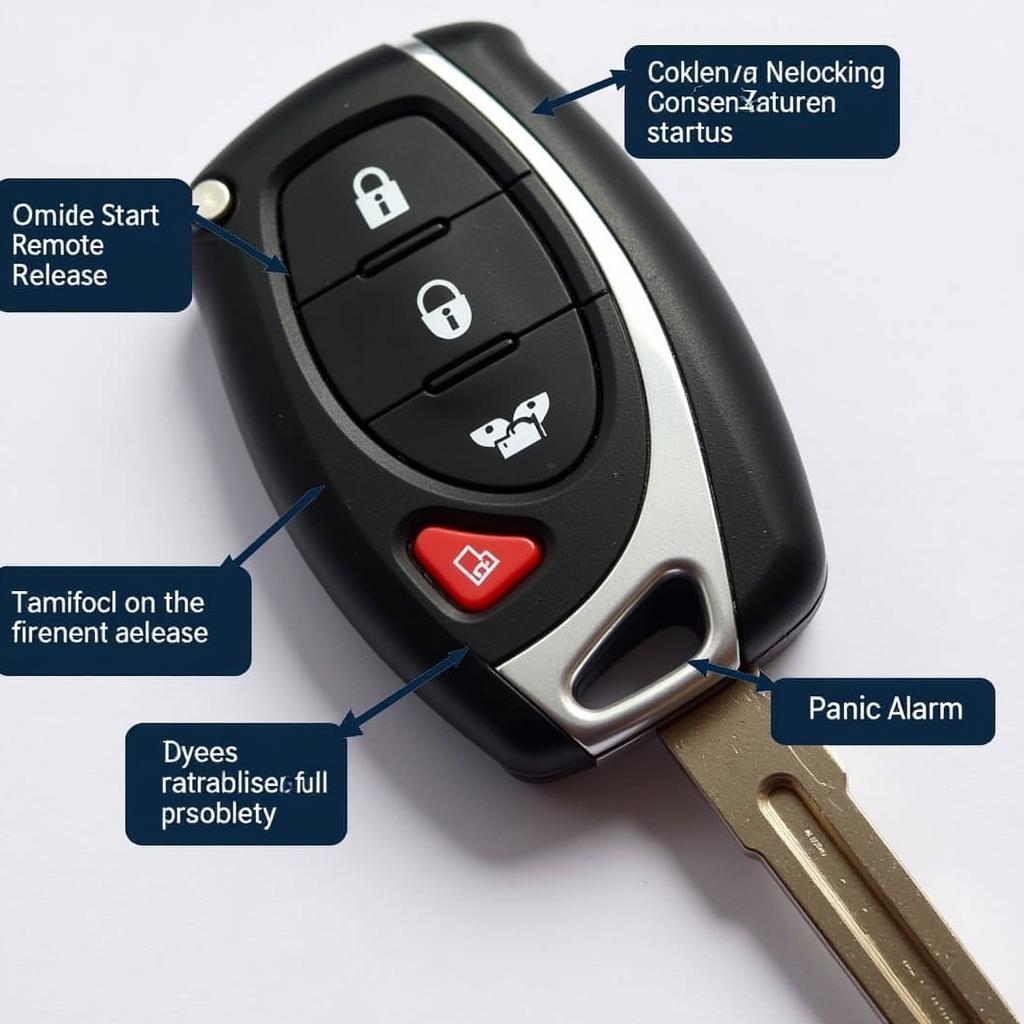 Modern Car Key Fob with Multiple Functions