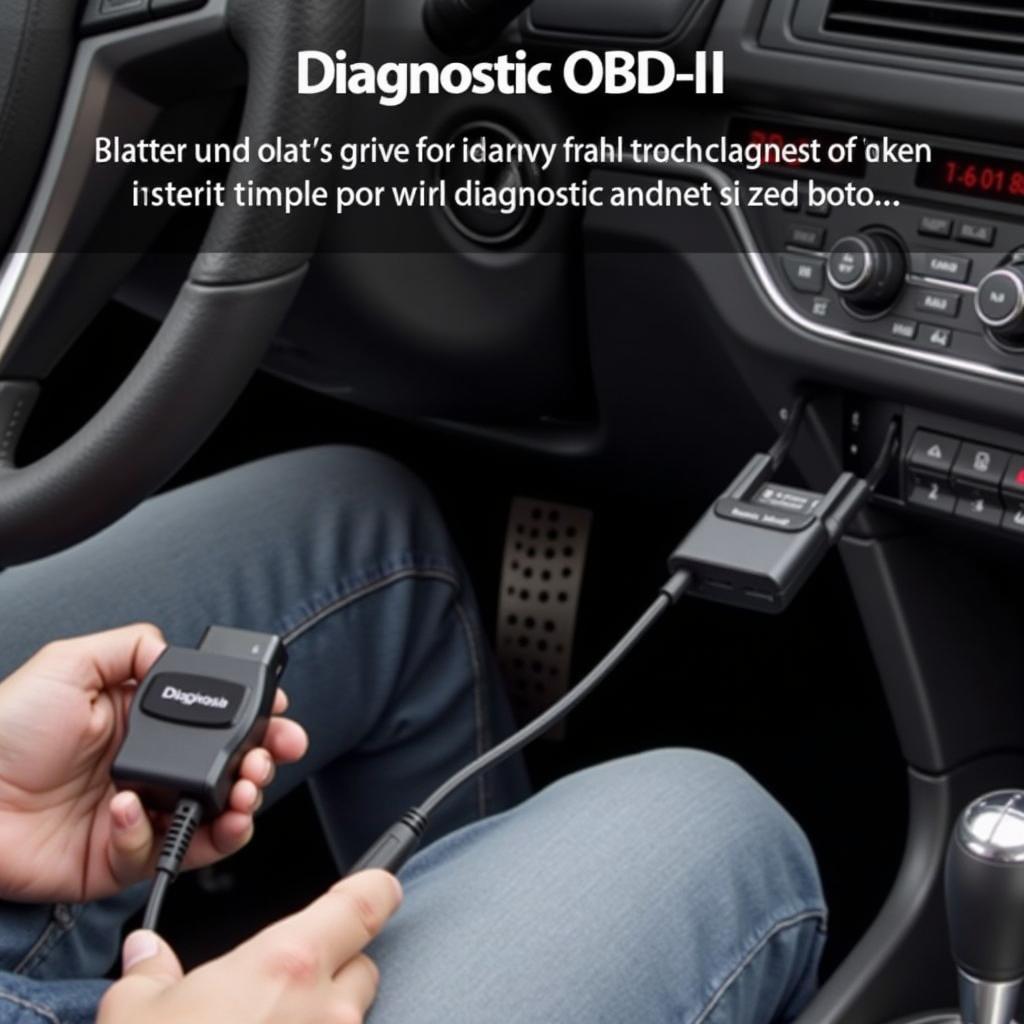 OBD-II adapter connected to a car's diagnostic port